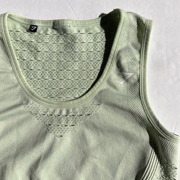 Gymshark Lot of 2 Energy Seamless Sports Bra and Crop Tank Top Gray Green Size S - Picture 7 of 12